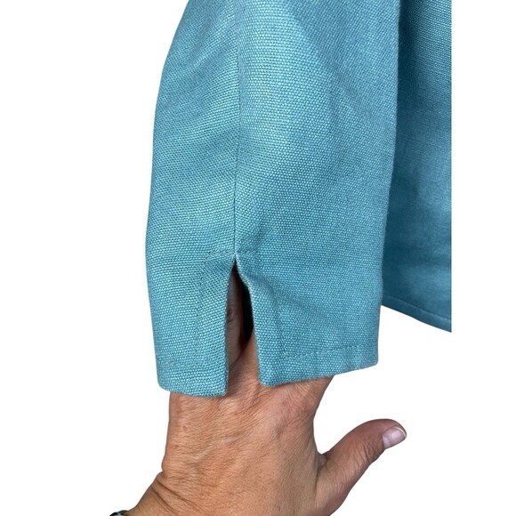 Women's Size 6P Talbots Linen Teal Blazer Enameled Buttons 3/4‎ Sleeves Career - Picture 6 of 10